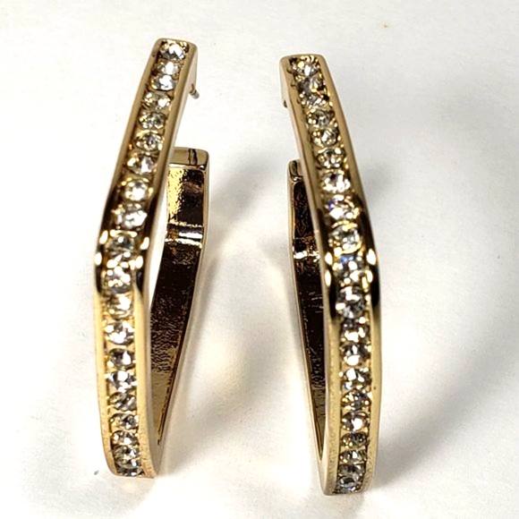 Swarovski Jewelry - Gold Overlay Open Square Earrings outside made with Swarovski  Elements